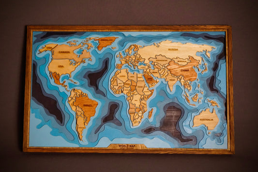 World Map 3D | Wood Wall Art