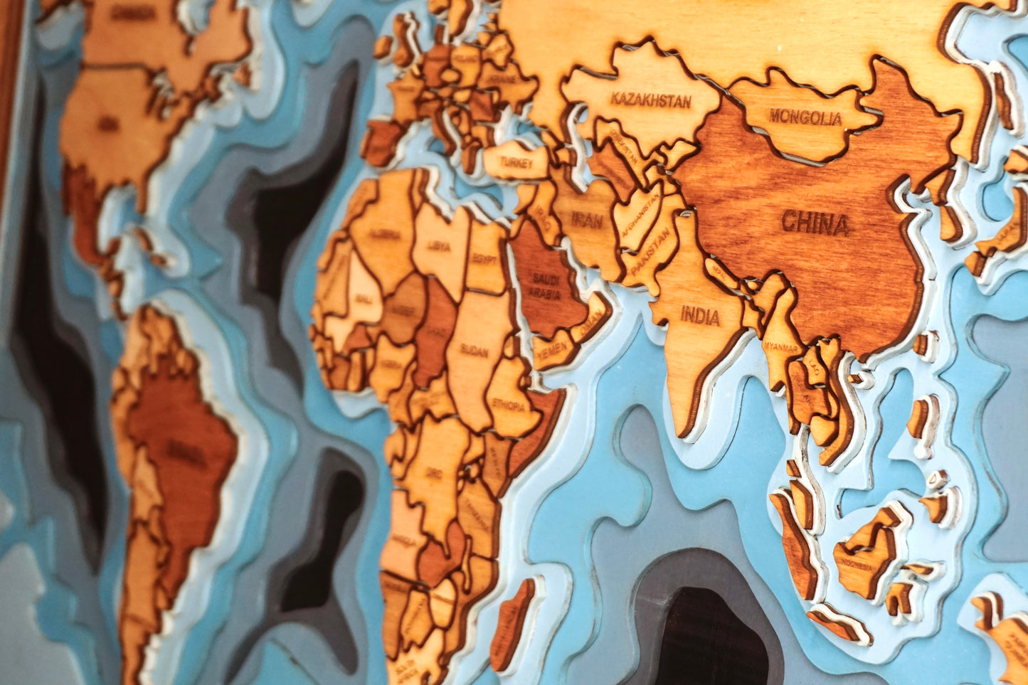 World Map 3D | Wood Wall Art